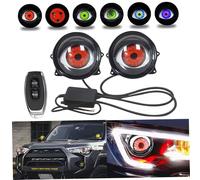 LDJFCCA 1 paire les yeux du diable lumière pour les voitures, 12-36V Halloween Dynamic Devil LED Eyes avec 6 modes, télécommande Highlight Headlights for Cars Halloween Decor