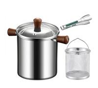 LDKFLKR Friteuse en Acier Inoxydable 304 avec Panier-Filtre Et PoignéE, Friteuse De CuisinièRe avec Couvercle Visible Et Pinces, Stockage D'Huile De Friteuse, pour La Cuisine Et Le Camping,M