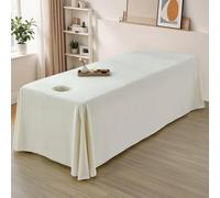 LDLCYCN Beige,190 * 80cm(H), Jupe De Feuille De Table De Massage De Couleur Solide Table De Massage Jupe-Lit Massage Spa Beauté Couverture De Lit Couverture De Matelas De Table De Massage