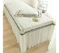 LDLCYCN ,Beige,60 * 180cm, Refroidissement Jupe De Lit De Table De Massage avec Trou Respiratoire Couverture De Lit De Table De Massage De Beauté avec Design en Dentelle Jupe De Lit Spa