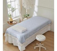 LDLCYCN ,Bleu,120x200cm(H), Refroidissement Table De Massage Drap De Lit avec/sans Trou Facial Couverture De Lit Spa avec Lace pour Spa Salon De Beauté Couverture De Matelas De Table De Massage