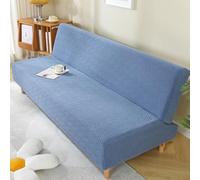 LDLCYCN Bleu,M, Couverture De Canapé-Lit sans Bras Étirer Couverture Futon Tissu De Velours Jacquard Futon Coulisse Confortable avec Fond Élastique Couverture De Canapé-Lit Pliant