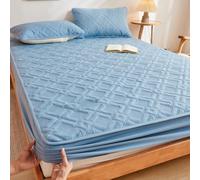 LDLCYCN Bluea,120 * 200cm, Protège-Matelas Imperméable Queen King Size Couvre-Lit Drap-Housse Doux Housse De Matelas Matelassée avec Bande Élastique À 360° Poche Profonde De 12 Pouces