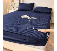 LDLCYCN Bluea,180x220cm, Protecteur De Matelas Imperméable Taille Queen King Feuille Montée avec Poche Profonde De 10In Respirable Machine À Laver Couverture Matelas Doux Confortable