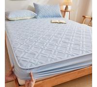 LDLCYCN Blueb,150 * 200cm, Protège-Matelas Imperméable Queen King Size Couvre-Lit Drap-Housse Doux Housse De Matelas Matelassée avec Bande Élastique À 360° Poche Profonde De 12 Pouces