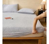 LDLCYCN Gris,120 * 200cmFULL, Lait Velours Protecteur De Matelas Taille Queen King Feuille Montée avec Poche Profonde De 10In Couverture Matelas Couverture De Lit avec Fond Élastique pour l'hiver