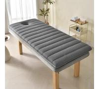 LDLCYCN Gris,185 * 70cm(T), Table De Massage Éponge Matelas Topper Épaissir 4Cm Topper De Lit De Cils avec Trou De Visage Coussin De Lit Spa avec Bande Élastique Tête Carrée/Ronde/Trapézoïdale
