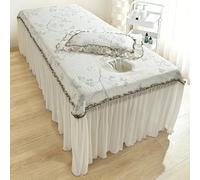LDLCYCN ,Gris,60 * 180cm, Refroidissement Jupe De Lit De Table De Massage avec Trou Respiratoire Couverture De Lit De Table De Massage De Beauté avec Design en Dentelle Jupe De Lit Spa