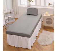 LDLCYCN Gris,70 * 190cm, Housse De Table De Massage Imperméable PU Cuir Tissu avec Trou Massage Couvre - Lit Spa Massage Table Drap Housse avec Bande Élastique Enveloppé Tout Autour