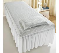 LDLCYCN ,Gris,80 * 190cm, Refroidissement Couverture De Lit De Table De Massage avec Jupe Linge De Massage avec Trou De Visage Couverture De Lit Spa Respirant avec Coussiner Tête Carrée