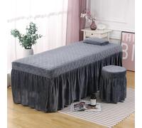 LDLCYCN Gris/B, 60 x 180 cm (S), jupe de table de massage unie avec trou pour le visage en velours cristal doux, drap-housse de massage pour salon de beauté, couvre-table de spa avec jupe lavable