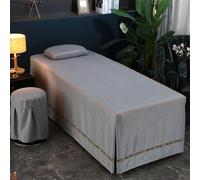 LDLCYCN Jupe De Table De Massage De Couleur Unie Drap-Housse pour Table De Massage Couverture De Lit De Beauté Couvre-Lit De Massage Jupe De Lit avec Trou Couverture Lit Spa,Gris,80x190cm(S)