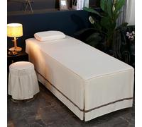 LDLCYCN Jupe De Table De Massage De Couleur Unie Drap-Housse pour Table De Massage Couverture De Lit De Beauté Couvre-Lit De Massage Jupe De Lit avec Trou Couverture Lit Spa,Beige,80x190cm(S)