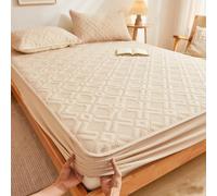 LDLCYCN Kaki,200 * 220cm, Protège-Matelas Imperméable Queen King Size Couvre-Lit Drap-Housse Doux Housse De Matelas Matelassée avec Bande Élastique À 360° Poche Profonde De 12 Pouces