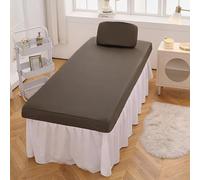 LDLCYCN Marron,70 * 185cm, Housse De Table De Massage Imperméable PU Cuir Tissu avec Trou Massage Couvre - Lit Spa Massage Table Drap Housse avec Bande Élastique Enveloppé Tout Autour
