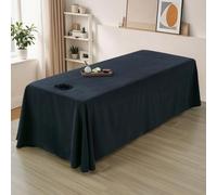 LDLCYCN Noir,190 * 80cm(H), Jupe De Feuille De Table De Massage De Couleur Solide Table De Massage Jupe-Lit Massage Spa Beauté Couverture De Lit Couverture De Matelas De Table De Massage