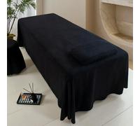 LDLCYCN ,Noir,60 * 180cm, Table De Massage Drap De Lit Jupe De Lit Spa avec Trou De Visage Doux Confortable Couverture Protectrice Lit Salon De Beauté Jupe De Lit De Cils pour Toute La Saison