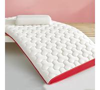 LDLCYCN Red/6cm,150x190cm, Surmatelas Futon Matelas Japonais Épaisseur 6 Cm/10 Cm Surmatelas Matelassé Pliable Tapis Tatami Respirant Matelas De Sol pour Dortoir D'invités Ou Camping
