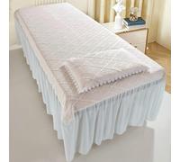 LDLCYCN ,Rose,60 * 180cm, Refroidissement Couverture De Lit De Table De Massage avec Jupe Linge De Massage avec Trou De Visage Couverture De Lit Spa Respirant avec Coussiner Tête Carrée
