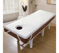 LDLCYCN Surmatelas De Lit De Massage en Mousse À Mémoire De Forme en Latex Coussin De Lit À Cils Antidérapant avec Trou Dessus De Table De Massage Spa 4 Cm Tête Ronde,Blanc,60 * 180cm(R)
