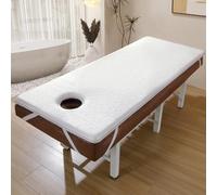 LDLCYCN Surmatelas De Lit De Massage en Mousse À Mémoire De Forme en Latex Coussin De Lit À Cils Antidérapant avec Trou Dessus De Table De Massage Spa 4 Cm Tête Ronde,Blanc,70 * 190cm(R)
