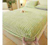 LDLCYCN Vert,150 * 200cmQUEEN, Luxe Velours Couverture Protectrice du Matelas Taille Roi Reine Épaissir Feuille Montée avec Poche Profonde De 12In pour l'hiver Couverture Matelas Couverture De Lit