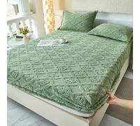 LDLCYCN Vert,200 * 220cm, Luxe Couverture Protectrice du Matelas Queen King Taille Jumelle Feuille Montée Couverture Matelas Couverture De Matelas avec Poche Profonde De 10'' Couverture De Lit