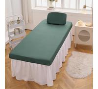 LDLCYCN Vert,70 * 190cm, Housse De Table De Massage Imperméable PU Cuir Tissu avec Trou Massage Couvre - Lit Spa Massage Table Drap Housse avec Bande Élastique Enveloppé Tout Autour