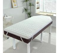 LDLCYCN White(t),180 * 70cm, Topper De Lit en Latex Table De Massage Éponge Matelas Topper Épaissir 4Cm Coussin De Lit Spa avec Bande Élastique Salon De Beauté Matelas Topper sans Trou Tête Carrée
