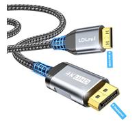 LDLrui Câble DisplayPort vers Mini HDMI 1,5 m, UHD 4K @ 30 Hz DP vers Mini HDMI Uni-Directionnel (Nylon - Résistant à la flexion) pour ordinateur de bureau, ordinateur portable, moniteur portable,