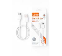 LDNIO Câble USB-A vers USB-C, 1 m, 25 W, charge rapide, câble de synchronisation des données pour iPhone 15 Pro Max, Samsung Galaxy S23 S22 S21 S20 Pro, en nylon tressé blanc
