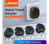 LDNIO corée adaptateur de prise ue 2500W adaptateur de voyage convertisseur prise universelle de haute qualité AU US UK CN à ue KR 4.8mm prise murale noir