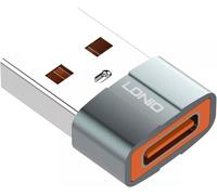 LDNIO LC150 Adaptateur USB-C Femelle vers USB-A mâle, Mini convertisseur Plug & Play, Transmission Rapide, Construction en Alliage d'aluminium - Gris