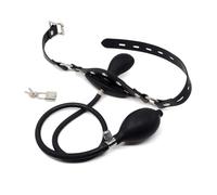 LDOZ Bâillon de bouche gonflable à sangle en cuir, bouchon de bouche de bâillon de boule de Silicone avec serrure(With straps)