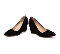 LDOZ Chaussures de Costume décontractées et Confortables pour Femmes, Escarpins compensés, Chaussures Simples pour Le Shopping de Rue et Les Rencontres(Black,8)