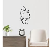LDOZ Décoration Murale en métal représentant Une Ligne faciale, Sculpture Murale Abstraite représentant Un Couple, décoration Murale pour la Maison(Black,60cm x 33cm)