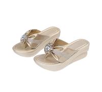 LDOZ Women s Open Toe Roman Women's Wedges Wedge Slides for Slippers for Street Shopping Dating(Gold,8.5)
