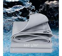 LDQBF Bâche étanche,1x4m 460g/m² PVC bache Bâche Pergola ou Tonnelle étanche en pour terrasse imperméable avec œillets Couverture de Haute densité Gris