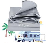 LDQBF Bâche Imperméable en et Polypropylène,2.5x4m 460g/m² PVC Impermeable Bache de Protection Robuste avec Oeillets en Métal Résistant Gris