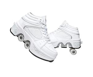 LDRFSE Chaussures à roulettes lumineuses LED - 4 roues - Patins à roulettes réglables - Roue cachée pour chaussures de course - Pour jouer - Pour hommes, femmes et enfants - 40