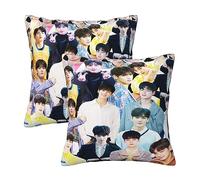 Ldsgdfst Lot de 2 housses de coussin carrées à fermeture éclair Cha Eun woo pour canapé, chambre à coucher, bureau, voiture, décoration d'intérieur