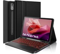 LDSOYIA Étui avec clavier tactile pour Lenovo Tab P12 12,7" 2023, 7 couleurs, rétroéclairé sans fil, clavier trackpad sans fil, étui portefeuille en polyuréthane avec porte-stylo pour Lenovo Tab P12