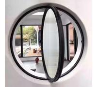 LDTTYRC Fenêtre Ronde pivotante en Alliage d'aluminium, hublot décoratif Mural en Verre trempé avec poignée, fenêtre à battant pour la décoration de la Cuisine et de la Maison, Noir 1,95 cm / 37,3 p