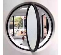 LDTTYRC Fenêtre Ronde pivotante en Alliage d'aluminium, hublot décoratif Mural en Verre trempé avec poignée, fenêtre à battant pour la décoration de la Cuisine et de la Maison, Noir 2,85 cm/33 Pouce