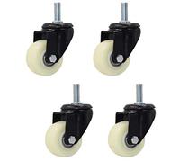 LDTTYRC Lot de 4 roulettes pivotantes en Nylon pour Meubles, Installation sur Tige filetée M8/M10, Blanc, sans Bruit, Charge 120 kg, pour Chaise, Table, Support de Fleurs, Petits appareils (1,5 po,