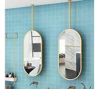 LDTTYRC Miroir de Plafond Ovale à Cadre doré, Miroir Mural de courtoisie 40 x 60 cm/50 x 70 cm, Miroir décoratif pour Salle de Bain avec Perche de Fixation au Plafond (Dimensions : 40 x 60 cm)