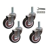 LDTTYRC roulettes pivotantes à Tige avec Freins, roulettes en Caoutchouc 25 mm 38 mm 50 mm, roulettes pour Meubles à Rotation à 360 °, Lot de 4, Tige Standard M6/M8, Charge de 90 kg, roulement à bil