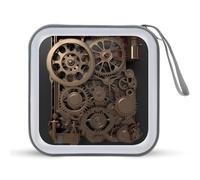 LDTVSFZQ Étui de rangement en plastique rigide pour CD, DVD, engrenages mécaniques Steampunk pour voiture, maison, bureau, voyage, Style :, Taille unique