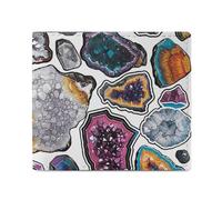 LDTVSFZQ Geodes And Rocks Portefeuille imprimé complet, double pli pour cartes de crédit, porte-monnaie, portefeuille avec fermeture éclair lisse pour femme, Style :, One size