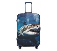 LDTVSFZQ Great White Shark Housse de bagage de voyage élastique lavable anti-rayures pour valises de 45,7 à 81,3 cm, noir, taille L, Noir/blanc, Large